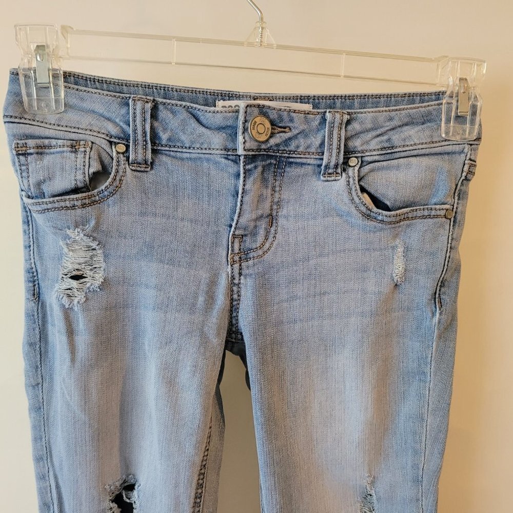 RSQ Women Distress Melrose Cuff Ankle Blue Skinny Jeans Size 1 Pocket Low Rise - Picture 3 of 10